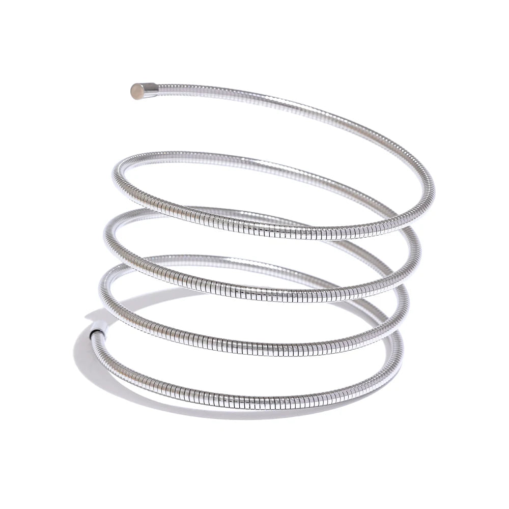 Yhpup Statement Stainless Steel Metal Layered Bracelet Bangle for Women Waterproof Texture High Quality Jewelry Accessories