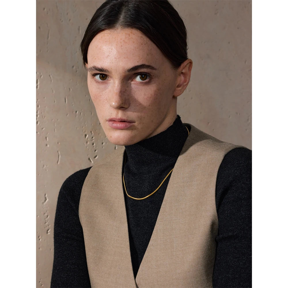 Yhpup 42cm Minimalist Stainless Steel Collarbone Chain Necklace 18K PVD Plated Exclusive Golden Casting Jewelry Accessories Gift