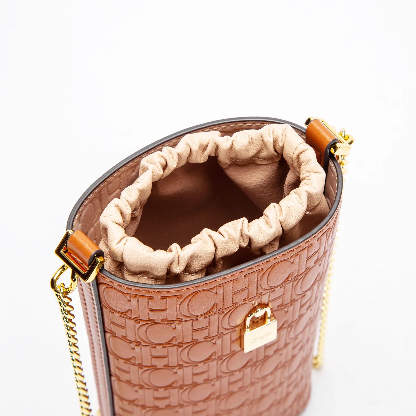 Fashionable Classic Solid Color New Women's Chain Bag Drawstring Design PU Material Women's New Crossbody Bag