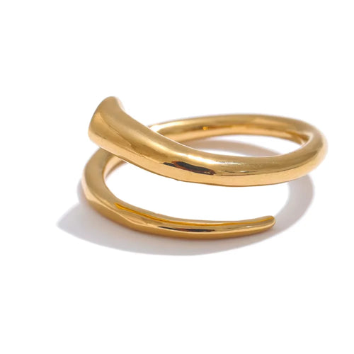 Yhpup Minimalist 316L Stainless Steel Metal Fashion Ring Chic Classic Stylish 18k Gold PVD Plated Finger Jewelry Bijoux Gift