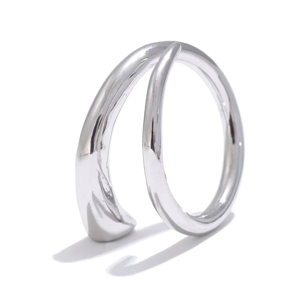 Yhpup Minimalist 316L Stainless Steel Metal Fashion Ring Chic Classic Stylish 18k Gold PVD Plated Finger Jewelry Bijoux Gift