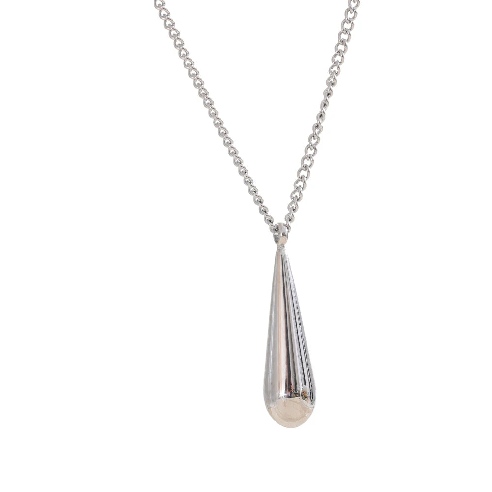 Yhpup Stainless Steel Metal Water Drop Pendant Necklace Minimalist Chic Collar Jewelry for Women Accessories