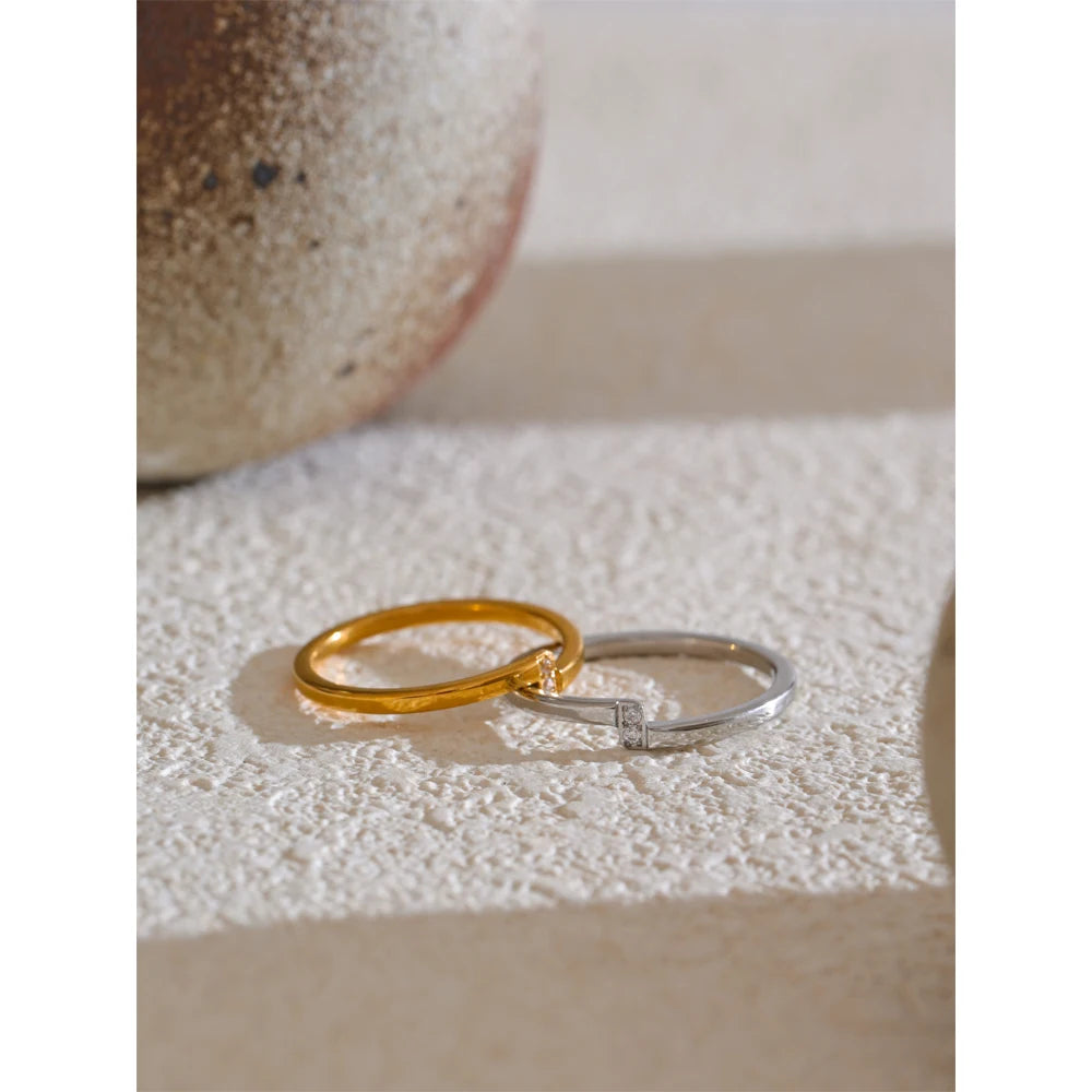 Yhpup 6789# Cheap Minimalist Stainless Steel Metal Zircon Thin Ring for Women Fashion Jewelry Bijoux Femme Wholesale