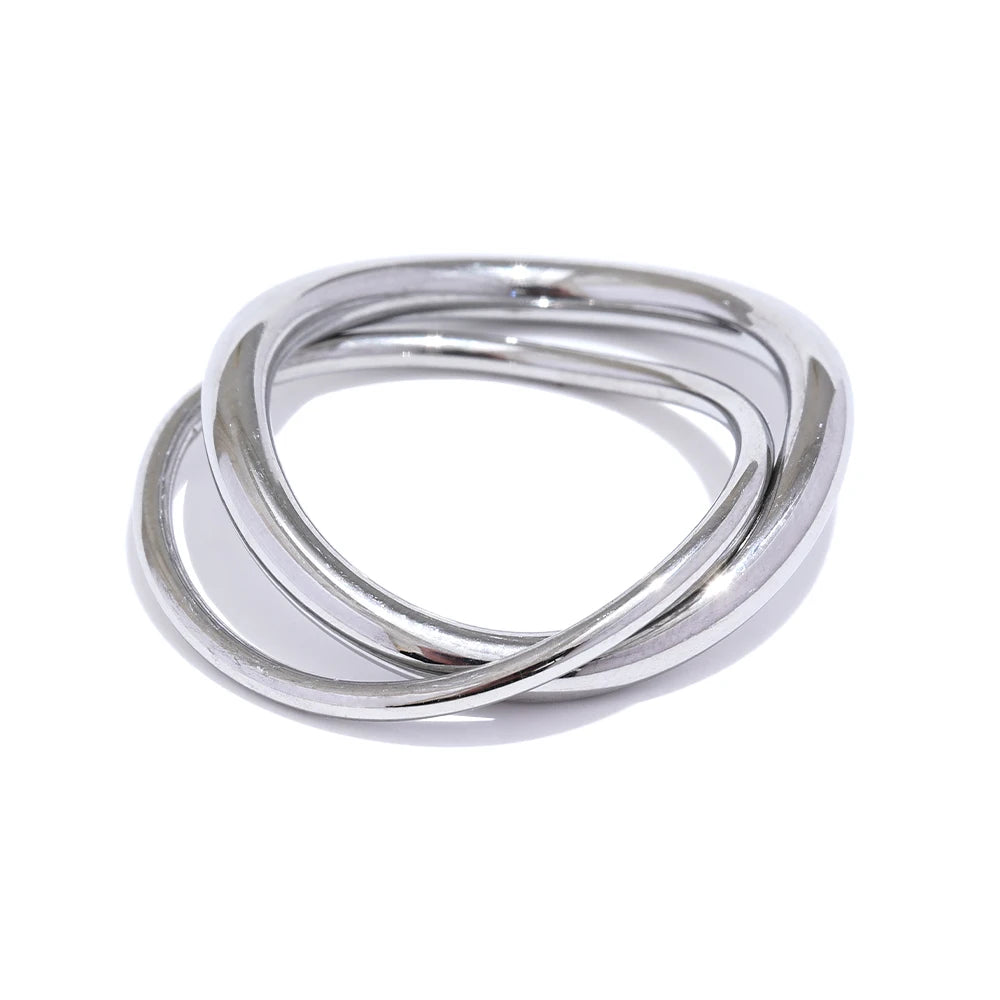 Yhpup Minimalist Stainless Steel Double Round Fine Ring 18K PVD Plated Women Summer Finger Daily Jewelry Accessories New