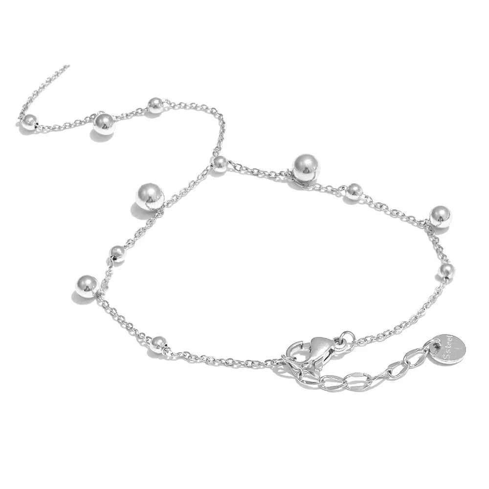 Yhpup Stainless Steel Beads Back of Hand Chain Gold Color Finger Bracelet 18K PVD Plated Summer Individualistic Jewelry Gift