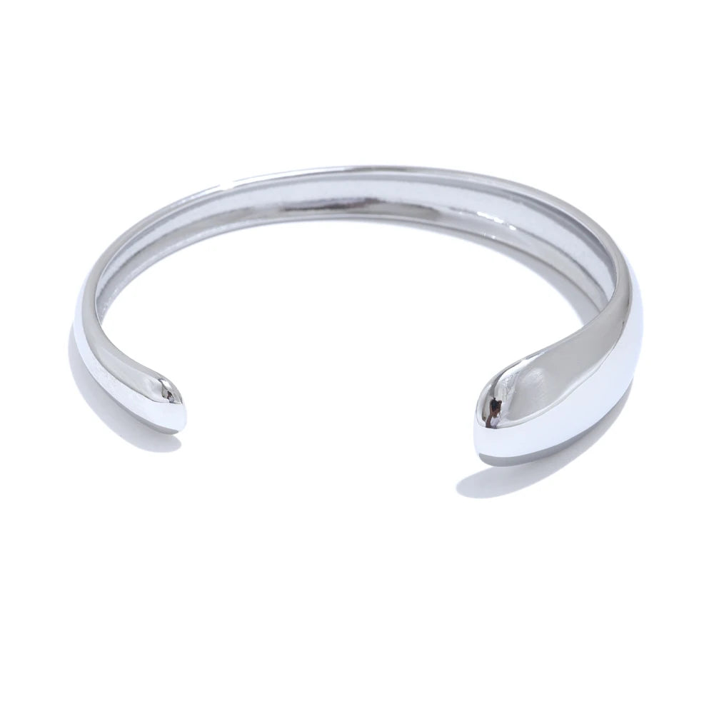Yhpup 64mm Minimalist Stainless Steel High Quality Round Cuff Open Bracelet Bangle Tarnish Resistant Metal Personalized Jewelry