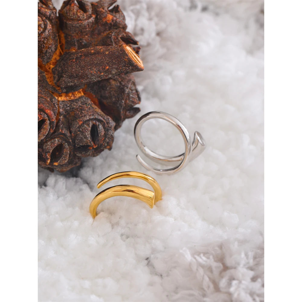 Yhpup Minimalist 316L Stainless Steel Metal Fashion Ring Chic Classic Stylish 18k Gold PVD Plated Finger Jewelry Bijoux Gift