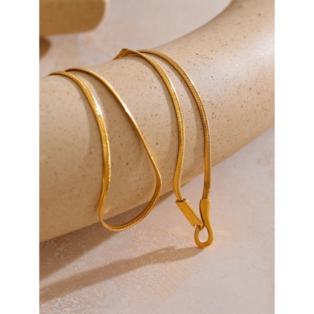 Yhpup 42cm Minimalist Stainless Steel Collarbone Chain Necklace 18K PVD Plated Exclusive Golden Casting Jewelry Accessories Gift