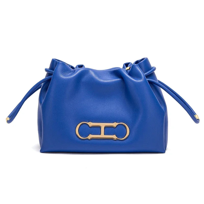 Solid Color Retro Style Women's Shoulder Bag Classic Fashion Women's New Drawstring Design Shoulder Bag