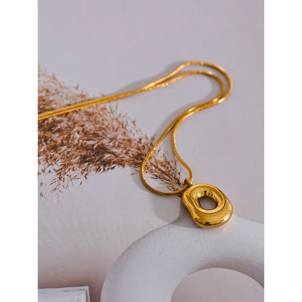 Yhpup 316l Stainless Steel Geometry Hollow Pendant Necklace Fashion Metal Charm Waterproof Cast Pvd Plated Jewelry Gift