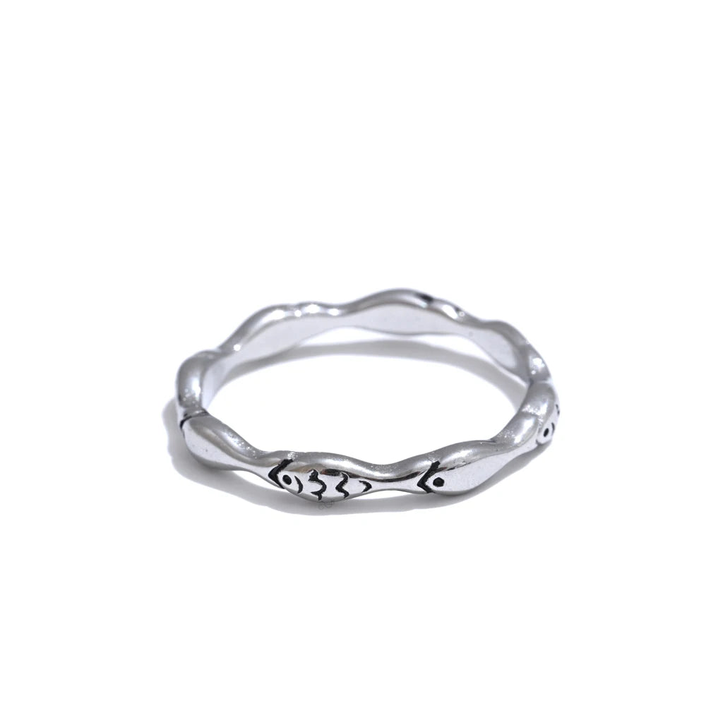 Yhpup 6789# Minimalist Stainless Steel Casting Cute Fish Fashion Ring 18K PVD Plated Stylish Lucky Chic Jewelry Accessories Gift