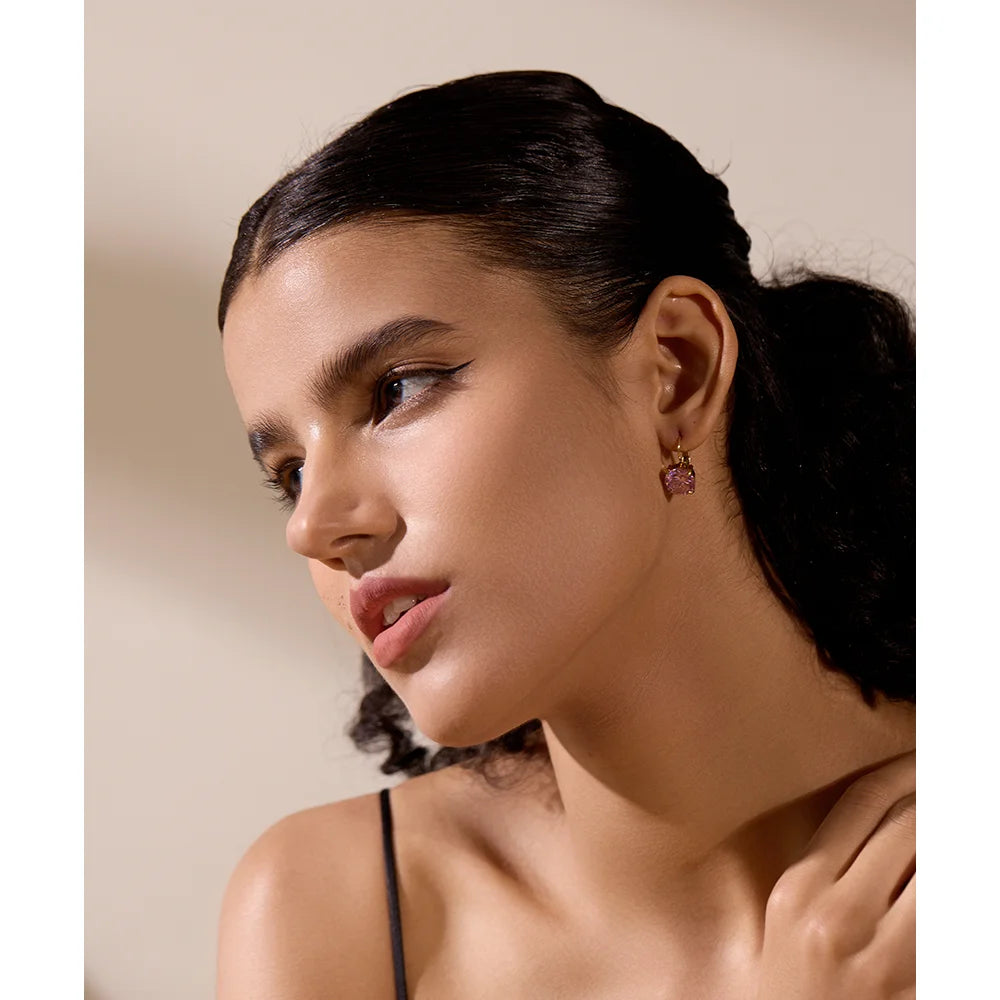 Yhpup Luxury Colorful Shiny AAA Cubic Zirconia Stainless Steel Round Ear Clasp Hoop Earrings Wedding Party Gift Delicate Jewelry