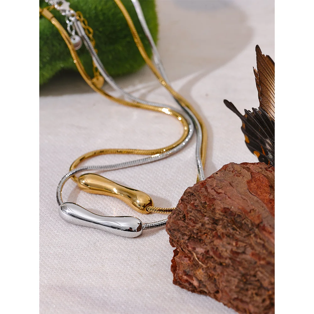 Yhpup Stainless Steel Chain Pendant Clavicle Necklace for Women 18K PVD Plated Statement Collar Jewelry Charm Accessories
