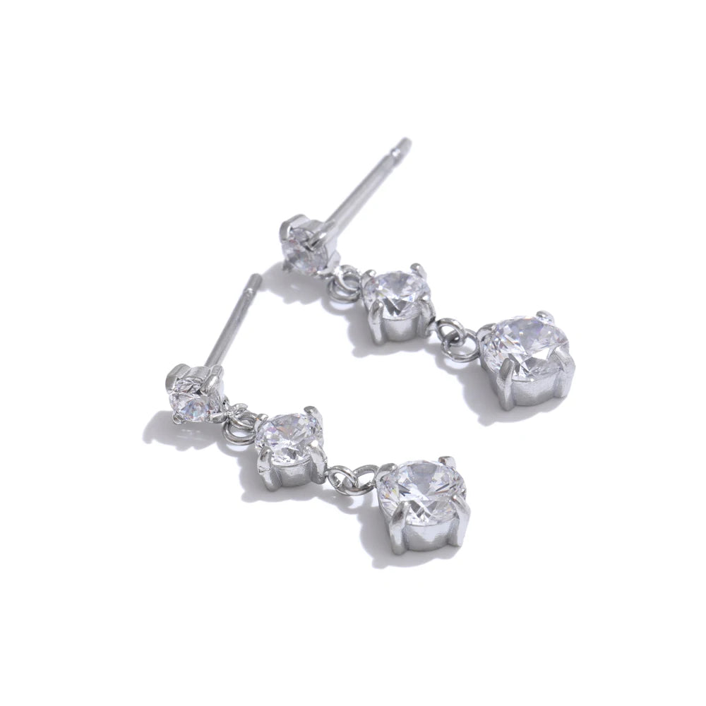 Yhpup Delicate Bling Cubic Zirconia Small Square Drop Earrings High-Grade Stainless Steel Waterproof Fashion Gift 316L Jewelry