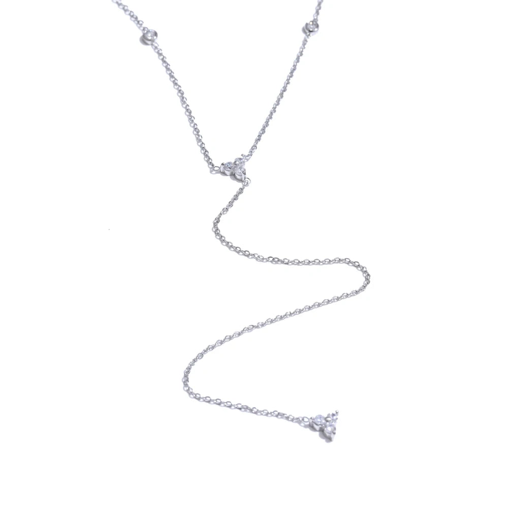 Yhpup High Quality Stainless Steel Bling Cubic Zirconia Long Thin Chain Necklace Fashion Recommend Jewelry Tarnish Resistant