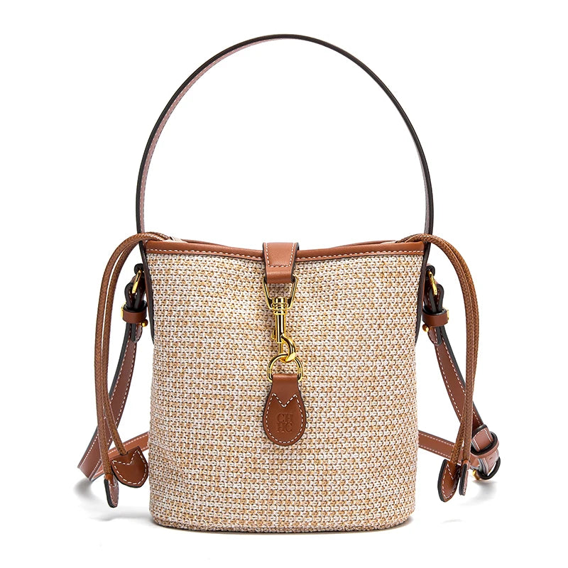 CH Summer New PP Grass Woven Handbag Holiday Phone Bag Women's Shoulder Bag
