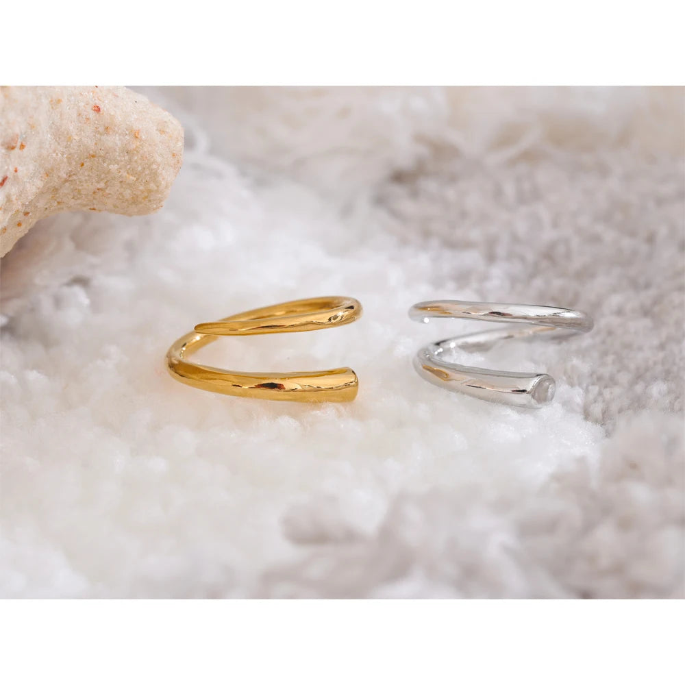 Yhpup Minimalist 316L Stainless Steel Metal Fashion Ring Chic Classic Stylish 18k Gold PVD Plated Finger Jewelry Bijoux Gift