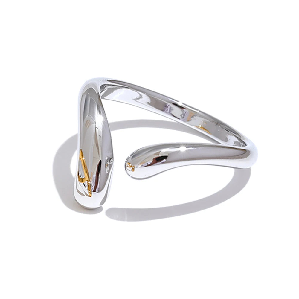 Yhpup Minimalist New Style Stainless Steel Open Chic Adjustable Ring Fashion Thin Finger Korean High Quality Jewelry 18K Golden