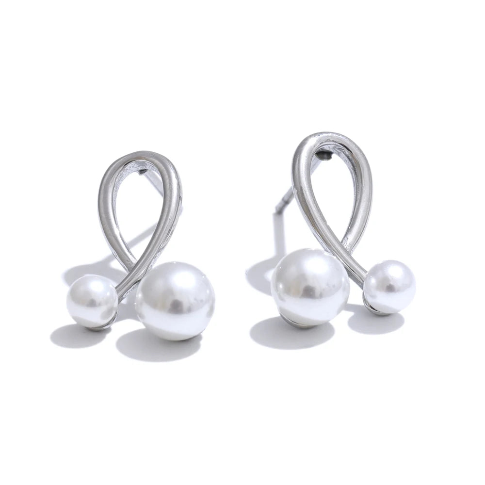 Yhpup Chic Daily Fashion Stainless Steel Earrings Korean Waterproof Smooth Imitation Exquisite Accessories Jewelry for Women