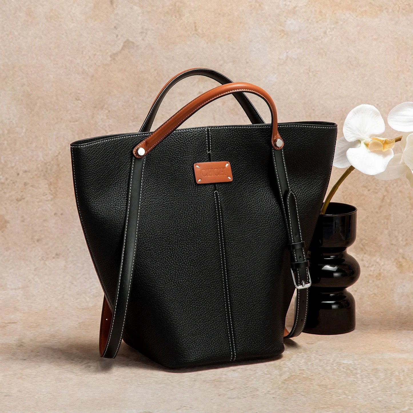 New Apricot Dual Use Handbag Simple Large Capacity Business Commuter Women's Tote Bag