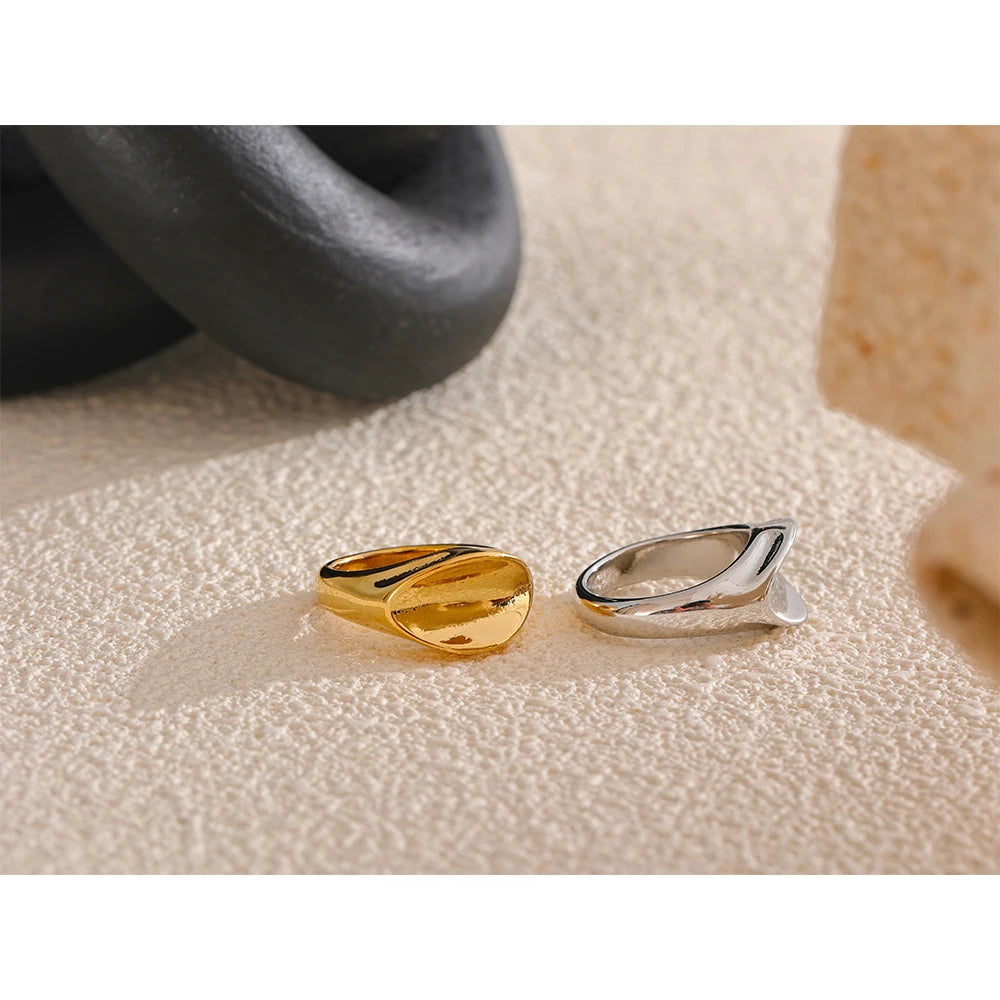 Yhpup Statement Stainless Steel High Quality Thicker Ring Waterproof 18K PVD Plated Minimalist Charm Finger Jewelry