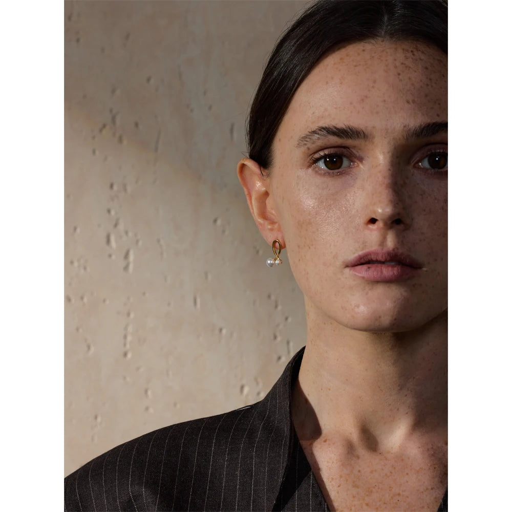 Yhpup Chic Daily Fashion Stainless Steel Earrings Korean Waterproof Smooth Imitation Exquisite Accessories Jewelry for Women