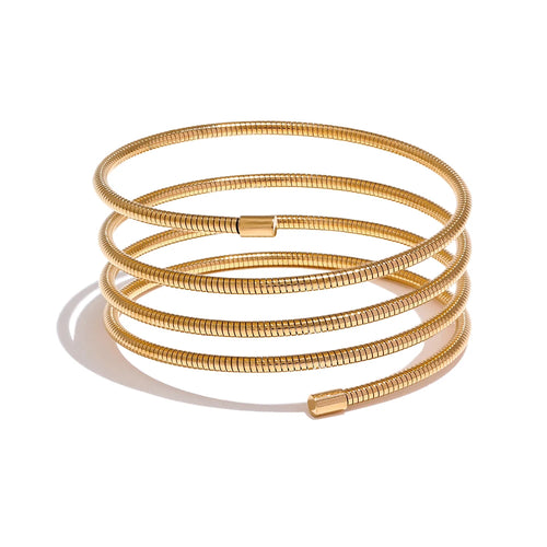 Yhpup Statement Stainless Steel Metal Layered Bracelet Bangle for Women Waterproof Texture High Quality Jewelry Accessories