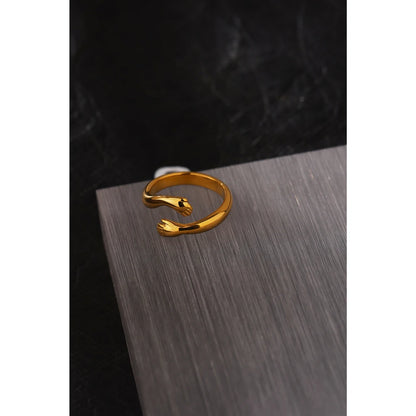 Yhpup New Design Embrace Ring Stainless Steel Jewelry Women 18 K Plated Metal Texture Gold Occident Accessories кольцо женское