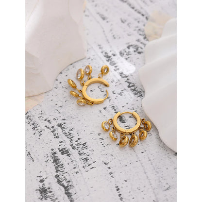 Yhpup Stainless Steel Cubic Zirconia Hoop Earrings Trendy Jewelry High Quality Metal 18 K Women Earrings Boucle D'Oreille Gift