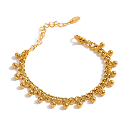 Yhpup 316L Stainless Steel Bead Bracelet for Women Gold Color Metal Trendy 18K Bangle Waterproof Jewelry браслеты женские