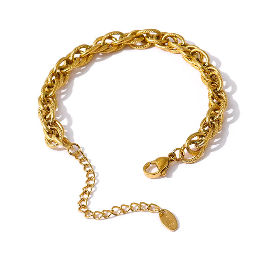 Yhpup Stainless Steel Chain Bracelet Women Metal Golden 18 K Plated Charm Summer Jewelry Waterproof Accessories Bijoux Femme