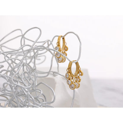Yhpup Stainless Steel Cubic Zirconia Hoop Earrings Trendy Jewelry High Quality Metal 18 K Women Earrings Boucle D'Oreille Gift