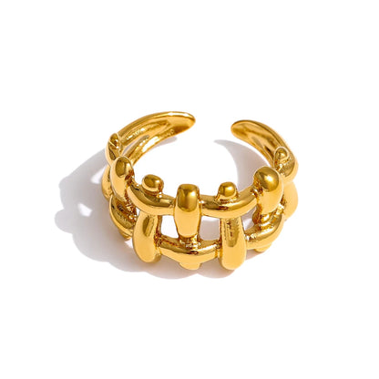 Yhpup 316L Stainless Steel Chain Ring New Statement Metal Gold 18 K Plated Trendy Waterproof Jewelry Bagues Pour Femme Girls