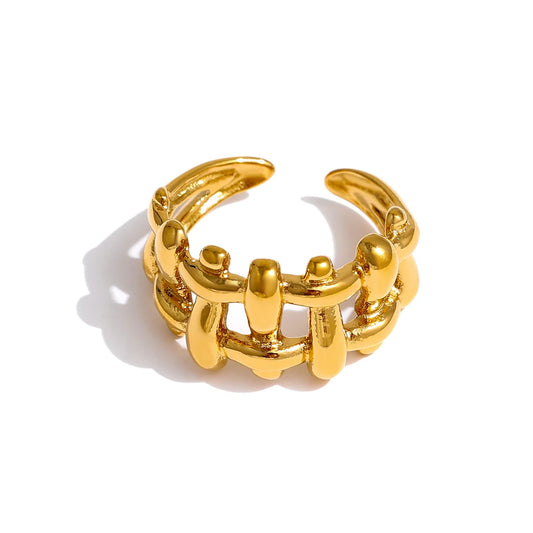 Yhpup 316L Stainless Steel Chain Ring New Statement Metal Gold 18 K Plated Trendy Waterproof Jewelry Bagues Pour Femme Girls
