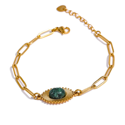 Yhpup Stainless Steel African Turquoise Chain Bracelet High Quality Jewelry Fashion Metal for Women браслеты женские Waterproof