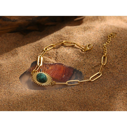 Yhpup Stainless Steel African Turquoise Chain Bracelet High Quality Jewelry Fashion Metal for Women браслеты женские Waterproof