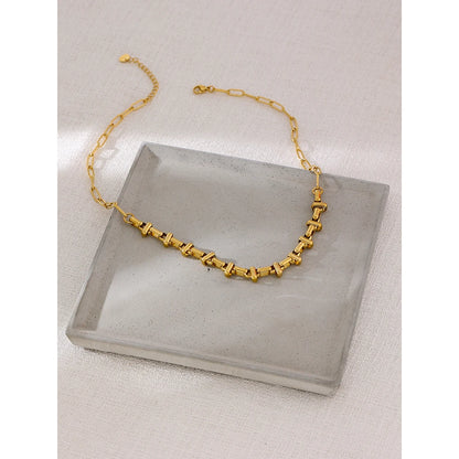 Yhpup New Metal 18 K Plated Short Chain Choker Necklace for Women Gold Stainless Steel Jewelry Joyería Acero Inoxidable Mujer
