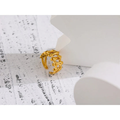 Yhpup 316L Stainless Steel Chain Ring New Statement Metal Gold 18 K Plated Trendy Waterproof Jewelry Bagues Pour Femme Girls