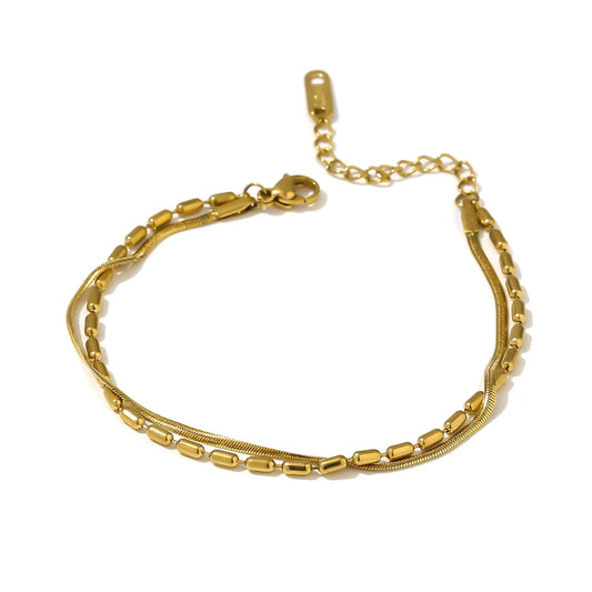 Yhpup Trendy joyería acero inoxidable mujer браслет Jewelry Multi-Layer Golden 18 K Plated Bracelets for Women Bridesmaid Gift