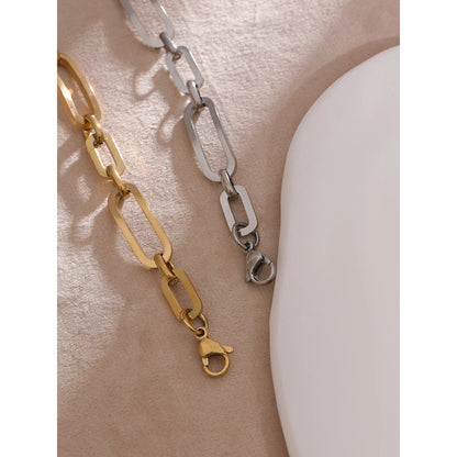 Yhpup Stainless Steel Golden Chain Bangle Bracelet Minimalist Geometric Metal Women Bracelet Waterproof Jewelry Men Women Gift