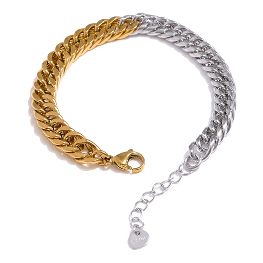 Yhpup Stainless Steel Chain Bangle Bracelet Trendy 18 K PVD Plated Metal Texture Bracelet Waterproof Jewelry браслеты Men
