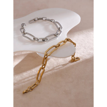Yhpup Stainless Steel Golden Chain Bangle Bracelet Minimalist Geometric Metal Women Bracelet Waterproof Jewelry Men Women Gift