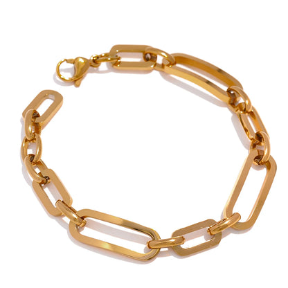 Yhpup Stainless Steel Golden Chain Bangle Bracelet Minimalist Geometric Metal Women Bracelet Waterproof Jewelry Men Women Gift