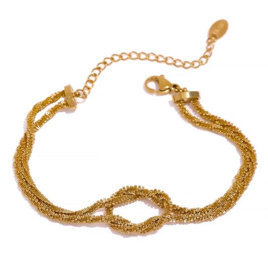 Yhpup Charm 316 Stainless Steel Gypsophila Knot Chain Cuff Bracelet for Women 18k Gold Plated  Adjustable Bangle Bijoux Gift