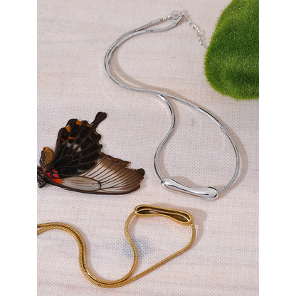 Yhpup Stainless Steel Chain Pendant Clavicle Necklace for Women 18K PVD Plated Statement Collar Jewelry Charm Accessories