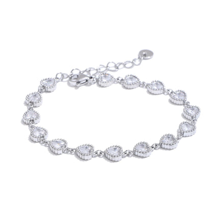 Yhpup Heart Cubic Zirconia Shiny Waterproof Bracelet Bangle Stainless Steel Jewelry Casting Technology Holiday Gifts
