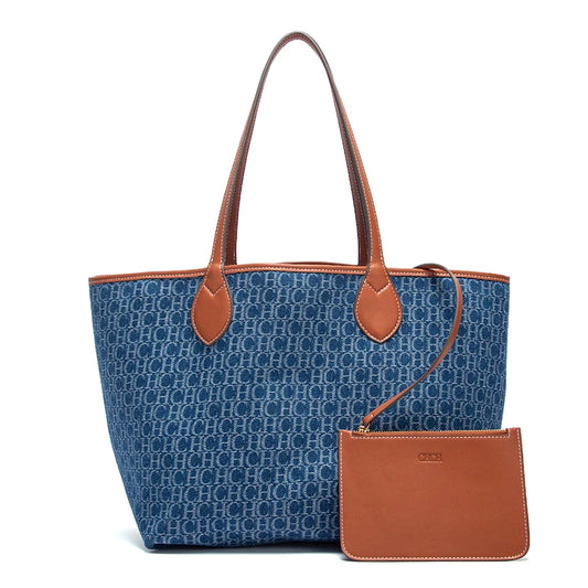 New Large Capacity Tote Bag Geometric Elegance Meets Dual-Tone Utility Versatile Double Sided Color Blocking Handbag