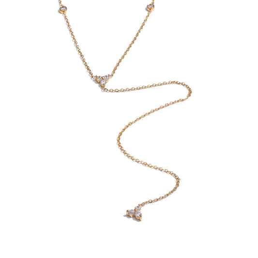 Yhpup High Quality Stainless Steel Bling Cubic Zirconia Long Thin Chain Necklace Fashion Recommend Jewelry Tarnish Resistant
