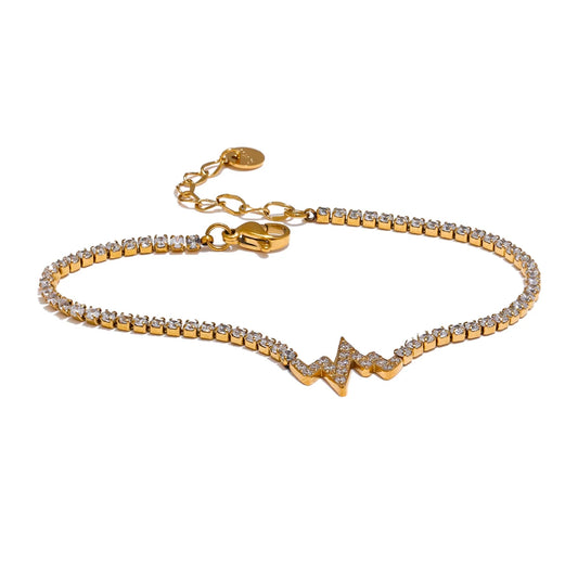 Yhpup Delicate Bling Cubic Zirconia Chain Fashion Bracelet Bangle High-Grade Gold Color 18K PVD Plated Premium Jewelry