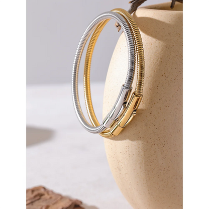 Yhpup 316 Stainless Steel Chain Statement Bracelet Bangle 18K PVD Plated Water Resistant Trendy Daily Jewelry Accessories Gift